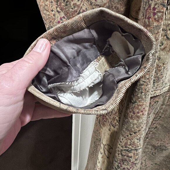 Vintage Express green paisley corduroy coat size 6 - Picture 13 of 15